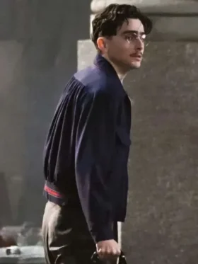 Timothée Chalamet Marty Supreme Cotton Jacket side view showing profile fit and clean style