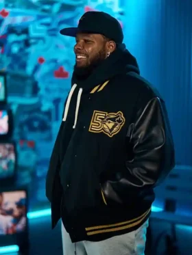 Front view of the classic Toronto Jays Anniversary Varsity Jacket.