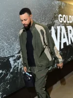 A detailed close-up of the front zipper and hardware on the Undefeated Jordan Stephen Curry Jacket.