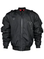 Front view of the classic Universe XB-03 Black Bomber Jacket.