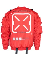Back view of the iconic Universe XB-03 Red Bomber Jacket.