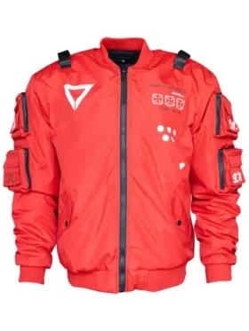Front view of the classic Universe XB-03 Red Bomber Jacket.