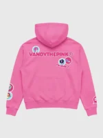The back profile of the Vandy Pink x McDonald's Saja Boys Hoodie showing the consistent color and clean stitching.