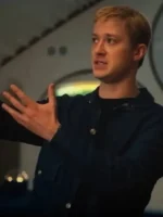 Close-up of the fabric on the Johnny Storm Fantastic Four blue jacket.