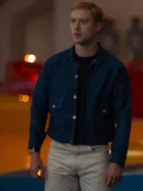 A stylish lifestyle look of the Johnny Storm Fantastic Four blue jacket.