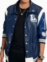 A complete look at the American Idol Lionel Richie Blue Varsity Jacket featuring premium wool-style fabric and sleek sleeves.