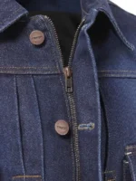 Close-up of the hidden zipper under the button placket on the Triumph Jax jacket.