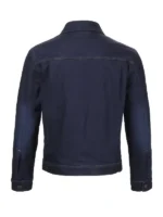 The clean, structured back design of the Triumph Jax denim riding jacket.