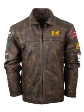 BBR World Finals 2026 Brown Leather Jacket front view
