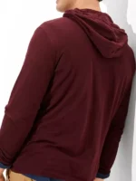 AE Long-Sleeve Hoodie T-Shirt back view showing hood shape, long sleeves, and relaxed fit