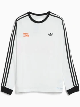 Adidas x Bad Bunny Barcelona Long-Sleeve T-Shirt front view showing long sleeves, neckline, and clean fit