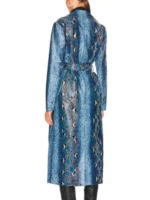 Alanna Lynise Blue Croc Coat back view showing rear coat shape, blue croc texture, and clean fit