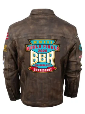 BBR World Finals 2026 Brown Leather Jacket back view