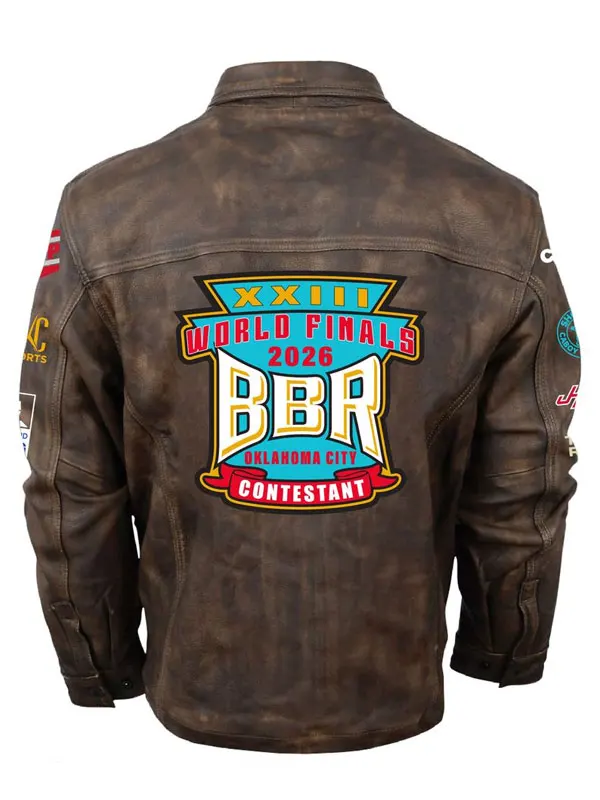 BBR World Finals 2026 Brown Leather Jacket back view