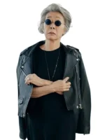 Beef S02 Youn Yuh-jung Black Leather Jacket front view