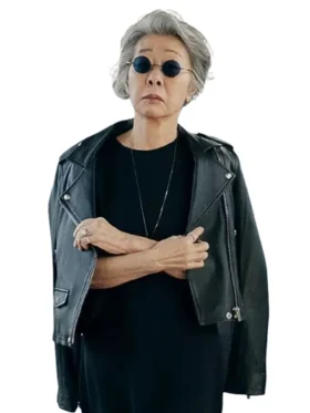 Beef S02 Youn Yuh-jung Black Leather Jacket front view