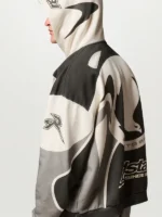 Belstaff x Represent Racing Hoodie back side view showing rear design, hood, and sleeve profile