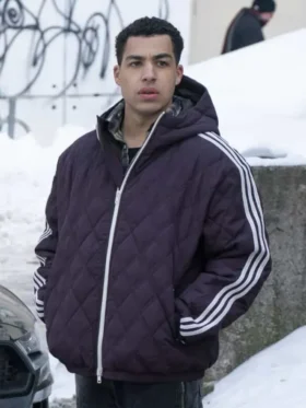Boston Blue Marcus Scribner Purple Quilted Jacket outfit look