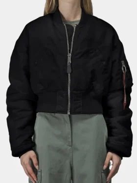 CROPPED MA-1 FLIGHT JACKET WOMENS FRONT VIEW
