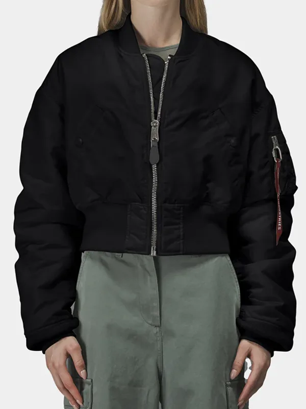 CROPPED MA-1 FLIGHT JACKET WOMENS FRONT VIEW