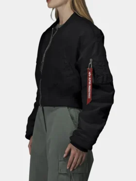 CROPPED MA-1 FLIGHT JACKET WOMENS SIDE VIEW