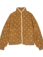 Beef S02 Carey Mulligan Brown Sherpa Jacket close up