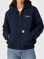 Carhartt Iceman Blue Jacket front view showing blue color, collar, closure, and clean jacket fit