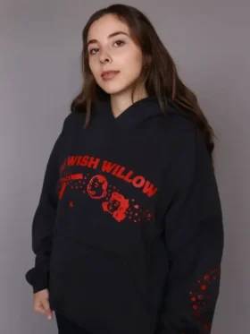 Cinegogue x Obsession One Wish Willow Hoodie front view showing hood, front design, and sleeve shape