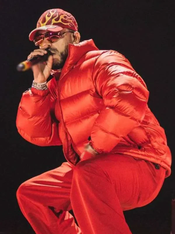 Colombia Ryan Castro Red Puffer Jacket design view showing texture, padding, and clean details