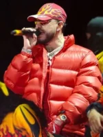 Colombia Ryan Castro Red Puffer Jacket front view showing clean design and sharp padded fit