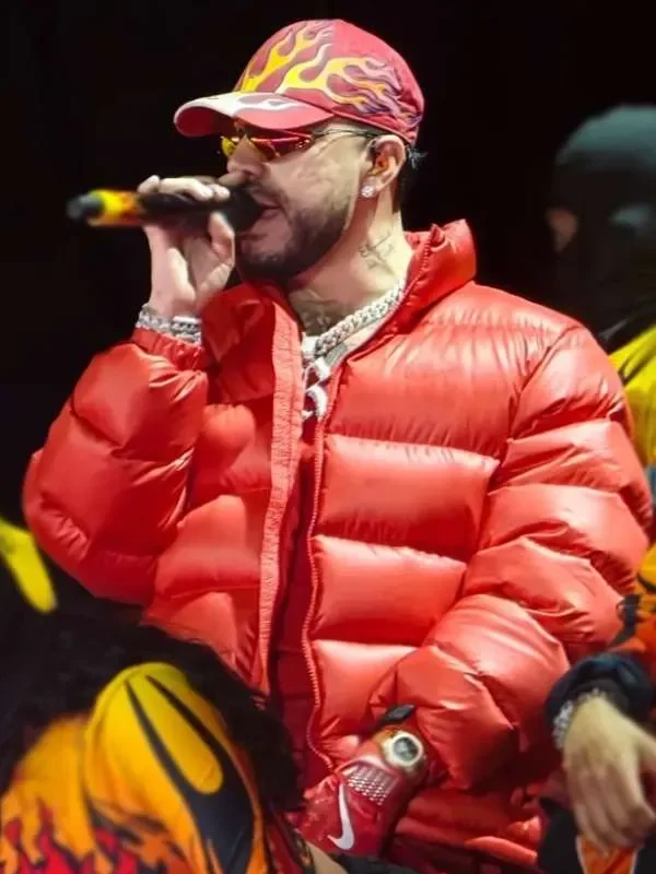 Colombia Ryan Castro Red Puffer Jacket front view showing clean design and sharp padded fit