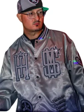 Cookin Soul Italian Hustler Silver Varsity Jacket outfit look