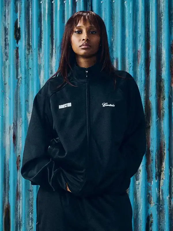 Corteiz x Gabriel Moses Track Jacket front view showing clean design, zipper detail, and fit