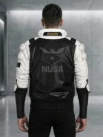 Cyberpunk 2077 Nusa Cosplay Jacket back view showing rear panels, sleeve shape, and futuristic jacket fit