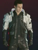 Cyberpunk 2077 Nusa Cosplay Jacket front view showing closure, collar, panels, and futuristic design