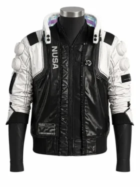 Cyberpunk 2077 Nusa Cosplay Jacket view look showing futuristic jacket design, panels, and clean fit