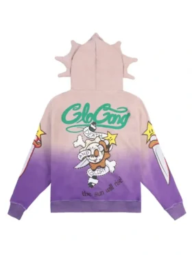 Death And Glo Gang Hoodie back view showing rear design, hood shape, and relaxed hoodie fit