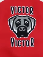 EE Victor Victor Varsity Jacket view design showing varsity style, collar detail, and clean fit