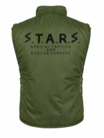 Evil Chris Redfield Green Tactical Vest front view showing pockets, straps, closure, and tactical design