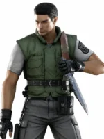 Evil Chris Redfield Green Tactical Vest back view showing rear panel design, straps, and green vest fit