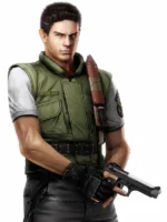 Evil Chris Redfield Green Tactical Vest side view showing side profile, straps, pockets, and vest structure