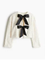 Gina Mile Sequin Black Bow Jacket view look showing black sequin texture, bow detail, and jacket shape
