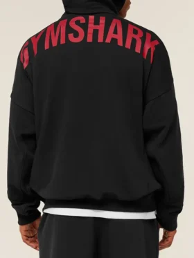 Gymshark Power Hoodie black back view showing rear shape and hooded finish