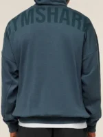 Gymshark Power Hoodie blue back view showing rear shape and hooded finish
