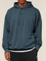 Gymshark Power Hoodie blue front view showing clean pullover design and sharp fit