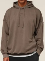 Gymshark Power Hoodie brown front view showing clean pullover design and sharp fit