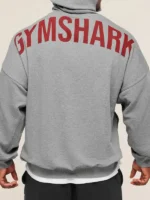 Gymshark Power Hoodie charcoal back view showing rear shape and hooded finish