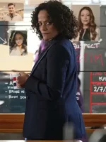 High Potential S01 Selena Blazer side view showing blazer shape, sleeve detail, and clean fit