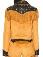 High Potential S02 Morgan Gillory Fringe Jacket back view showing rear fringe details and jacket shape