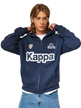 Hollister x Kappa Boxy Zip-Up Logo Graphic Hoodie Front Look